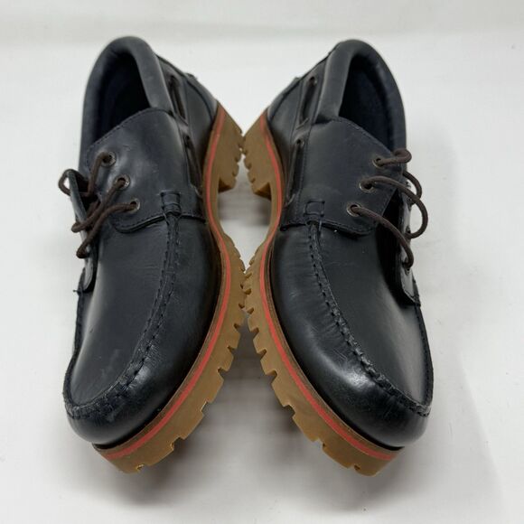 Tommy Hilfiger Lug Sole Boat Shoes Mens 11.5 Blue Leather 3 Eye Chunky Prepcore - Picture 8 of 16
